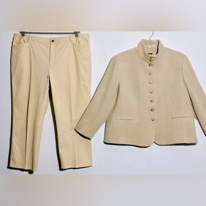 LAUREN by RALPH LAUREN Bedford Ivory/Baja Tan 2-Piece Outfit- Jacket & Pants